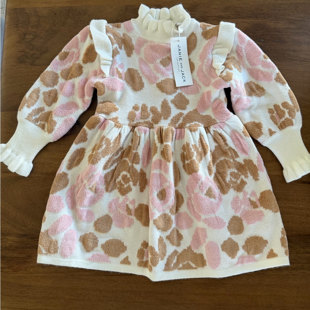 Janie and Jack Pink and Tan Patterned Sweater